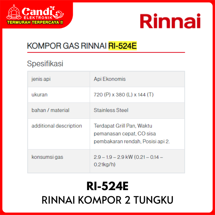 Rinnai Stove 2 Furnace (grill)